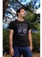 Basic Siyah Erkek Kirli Yaka Özel Tasarım Baskılı T-Shirt 1