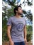 Basic Erkek Gri Kirli Yaka Özel Tasarım Baskılı T-Shirt 1