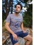 Basic Erkek Gri Kirli Yaka Özel Tasarım Baskılı T-Shirt 2