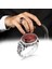 925 Ayar Gümüş Erkek Yüzük Kırmızı Zirkon Taşlı 1