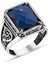 Mavi Zirkon Taşlı Taşlı 925 Ayar Gümüş Erkek Yüzük 3