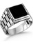 Black Onyx Stone Taşlı 925 Ayar Gümüş Erkek Yüzük 2
