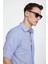Slim Fit Uzun Kol Apoletli Keten Düz Erkek Mavi Gömlek 3