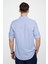 Slim Fit Uzun Kol Apoletli Keten Düz Erkek Mavi Gömlek 4