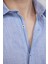 Slim Fit Uzun Kol Apoletli Keten Düz Erkek Mavi Gömlek 5