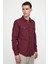 Slim Fit Uzun Kol Çift Cep Pamuk Keten Spor Yaka Erkek Bordo Gömlek 1