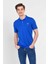 Lakes Mavi Polo Yaka Nakışlı Erkek Tshirt 2