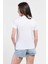 Angela Beyaz Bisiklet Yaka Nakışlı Kadın Tshirt 4