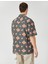 Kısa Kollu Gömlek Devrik Yaka Geometrik Baskı Detaylı 5