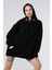 Fancy Kadın Ayıcık Nakış Detaylı Siyah Oversize Sweatshirt 1