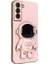Samsung Galaxy S23 Kılıf Kamera Korumalı Astronot Desenli Standlı Silikon Pembe 1