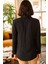 Kadın Siyah Rahat Klasik Yaka Uzun Kol Gömlek 2