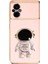 Xiaomi Poco M5 Kılıf Kamera Korumalı Astronot Desenli Standlı Silikon Pembe 1