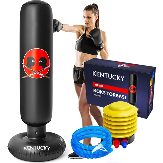 Kentucky 160 cm Premium Dikey Ayaklı Şişme Boks Torbası + Pompa