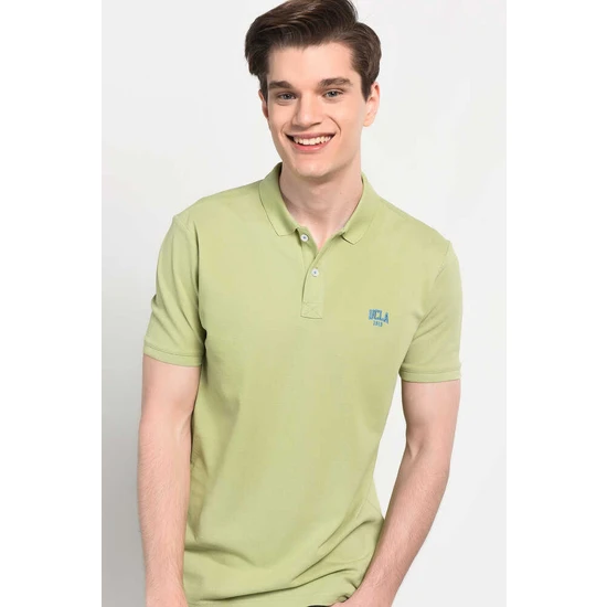 Ucla Lakes Yeşil Polo Yaka Nakışlı Erkek Tshirt