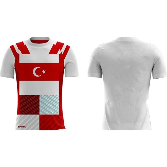 Emre Spor Futbol Forması  Tek Üst Beyaz Kırmızı Türkiye