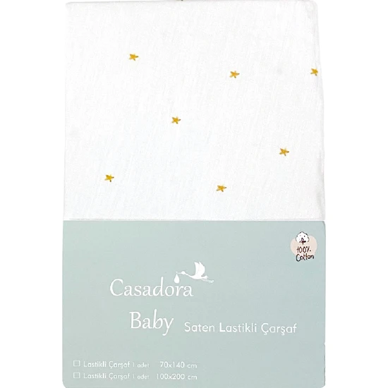 Casadora Baby 100% Pamuk Saten Lastikli Bebek/çocuk Çarşafı - 100 x 200 cm