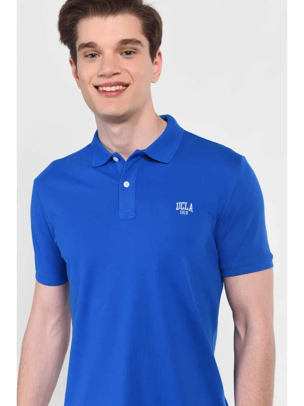 Ucla Lakes Mavi Polo Yaka Nakışlı Erkek Tshirt