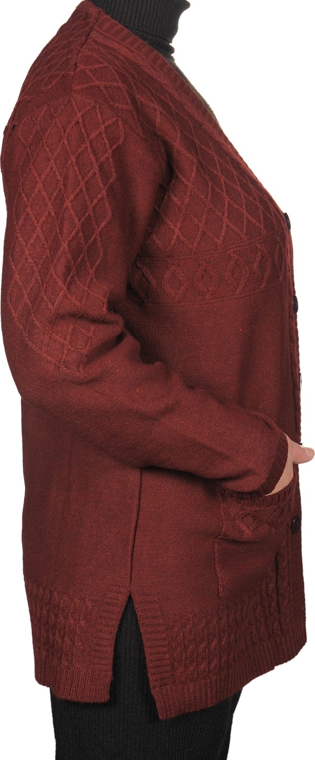 Fresh Moda Kadın Borda Düğmeli Kısa Hırka görsel 3