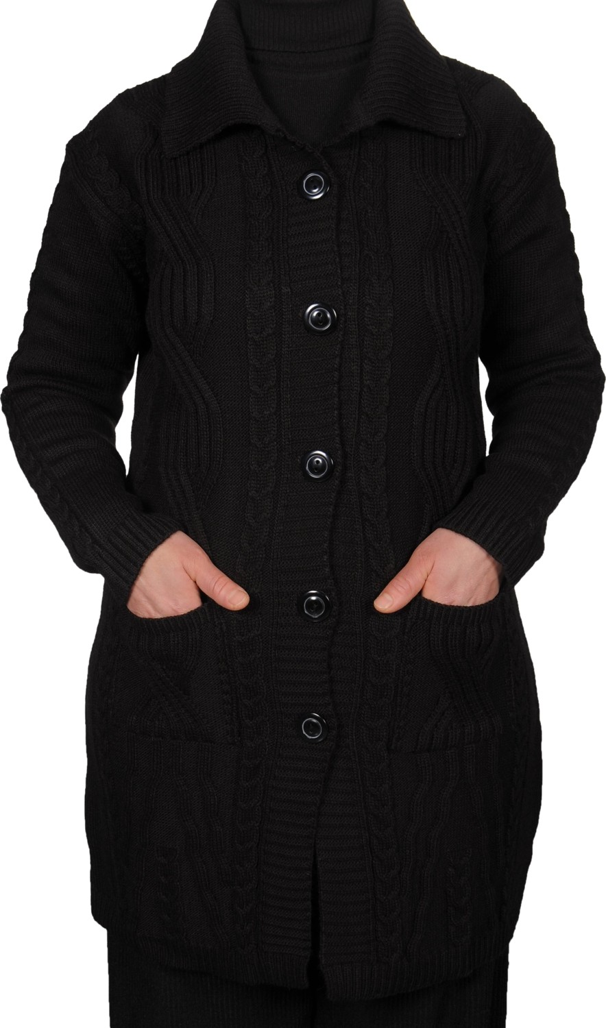 Fresh Moda Kadın Siyah Düğmeli Hırka