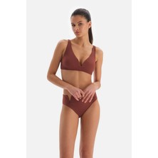 Dagi Kahve Üçgen Geniş V Tel Tel Bikini Üst
