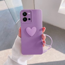 Zebana Vivo Y35 Kılıf Zebana Kalpli Love Kılıf Lila