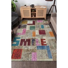 Homshtag Gülümse Çok Renkli Halı Geometrik Oturma Odası Halısı Modern Kare Desenli Salon Halısı