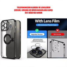 Dexmon iPhone 14 Pro Max Kılıf 5d Kamera Lens Korumalı Logo Gösteren Kenarları Renkli Arkası Şeffaf Silikon