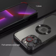 Dexmon iPhone 13 Pro Kılıf 5d Kamera Lens Korumalı Plating Logo Gösteren Kenarları Renkli Arkası Şeffaf Silikon F