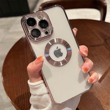 Dexmon iPhone 13 Pro Kılıf 5d Kamera Lens Korumalı Plating Logo Gösteren Kenarları Renkli Arkası Şeffaf Silikon F