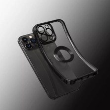 Dexmon iPhone 13 Pro Kılıf 5d Kamera Lens Korumalı Plating Logo Gösteren Kenarları Renkli Arkası Şeffaf Silikon F