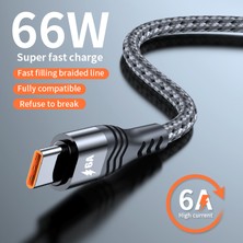 HUA3C Huawei Samsung Için 2m USB To Type-C 6A Yüksek Mevcut 66W Hızlı Şarj Kablosu Örgülü Veri Kablosu (Yurt Dışından)