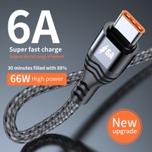 HUA3C Huawei Samsung Için 2m USB To Type-C 6A Yüksek Mevcut 66W Hızlı Şarj Kablosu Örgülü Veri Kablosu (Yurt Dışından)