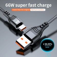 HUA3C Huawei Samsung Için 2m USB To Type-C 6A Yüksek Mevcut 66W Hızlı Şarj Kablosu Örgülü Veri Kablosu (Yurt Dışından)