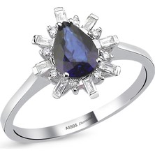 Assos Baget Taşlı Pırlantalı Safir Yüzük