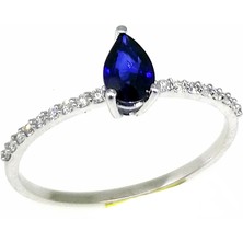 Assos 0.07 Karat Pırlanta Safir Damla Yüzük