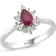 Assos 0.04 Karat Pırlanta Yakut Oval Yüzük