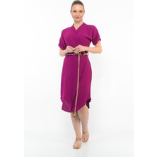 Kadın Kemer Detaylı Aerobin Elbise Narcıcegı