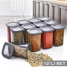 Lira 12'li Set Kare Erzak Saklama Kabı Raf Organizeri Orta Boy 1,2 Litre