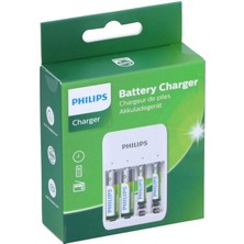 Philips 4 Slotlu USB Kablolu Şarj Cihazı 2'şer Adet Aa ve Aaa Pil SCB4013NB/00