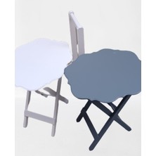 Bengi Ticaret Zigon Çanta 90082 Sehpa Yonca Model 2 li Tk Ahşap MDF Beyaz Gri Renk Uyum El yapı