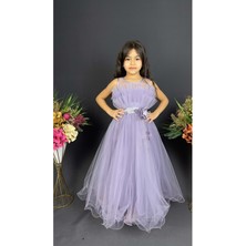 Mnk Baby & Kids Kız Çocuk Robası Katlı Gün Abiye Elbise Lila MNK0475 Şık Stil ve Özel Olaylar İçin