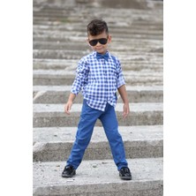Mnk Baby & Kids Ekose Desen Askılı Pantolon Takım Kız Çocuk 4 Yaş MNK0436 Özel Günler İçin