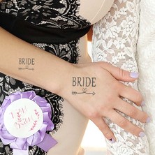 Pandoli Oklu Bride Yazılı Tattoo Gümüş Renk Yaldızlı Geçici Dövme 5x5 cm 10 Adet