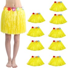 Pandoli Yetişkin Çocuk Uyumlu Hawaii Eteği Sarı Renk 40 cm 10 Adet