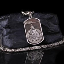 Takılingo 925 Ayar Gümüş Kral Zincirli Ayet-El Kürsi Yazılı Madalyon Model Erkek Kolye