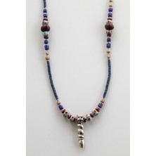 Lila Rosa Doğal Taşlı Otantik Hint Uzun Kolye