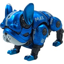 PopŞeker  Havlayan, Işıklı ve Ayarlanabilir Oyuncak Robot Metal Köpek 12CM. Mavi