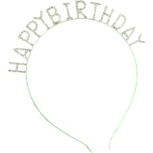 Kidspartim Metal Taşlı Happy Bırthday Taç Gümüş