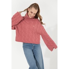 U.S. Polo Assn. Kadın Koyu Pembe Triko Kazak 50254500-VR167